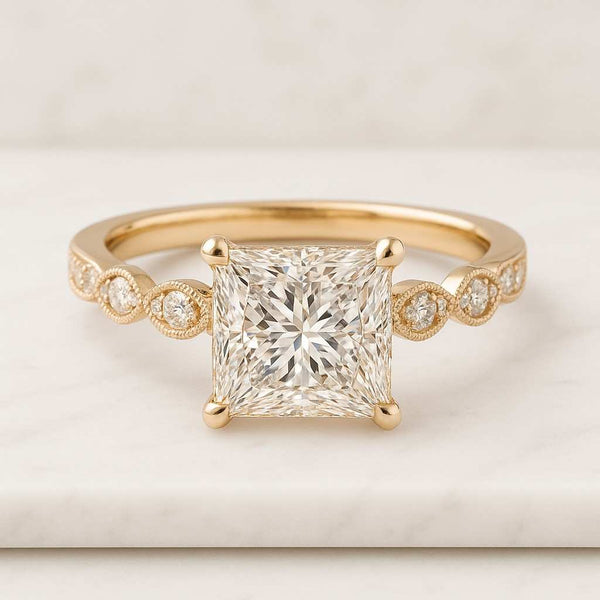 Solitaire Diamond Ring Princess Cut Diamond Ring Square Diamond Ring