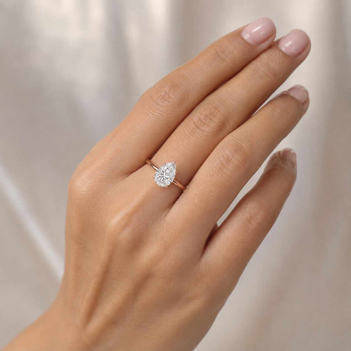 Diamond Ring Unique Diamond Engagement Ring Round Lab Grown Diamond Ring Unique Halo Ring Anniversary Gift for Her Low Setting Ring
