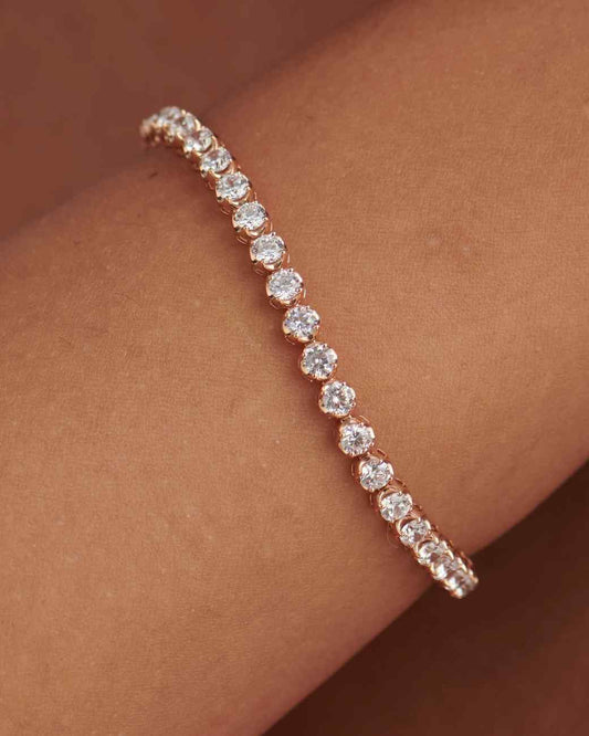 Diamond Round Cut Thin Tennis Bracelet Gold  Lab Grown Diamond Round Prong Set Tennis Bracelet
