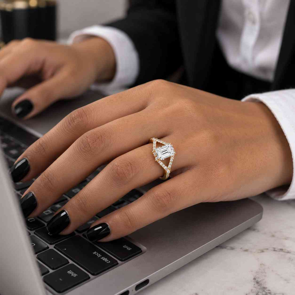 diamond silver ring emerald cut, alternative engagement ring for travel, engagement ring dupe, anniversary promise ring, birthday gift