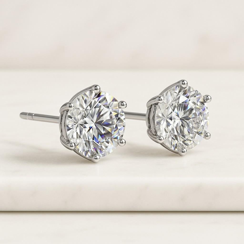 Diamond Stud Earring Round Diamond Solitaire Earrings 14k Yellow Gold 14K White Gold 14K Rose gold