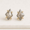 1.56 CT Kite Cut Salt And Pepper Diamond Stud Earrings