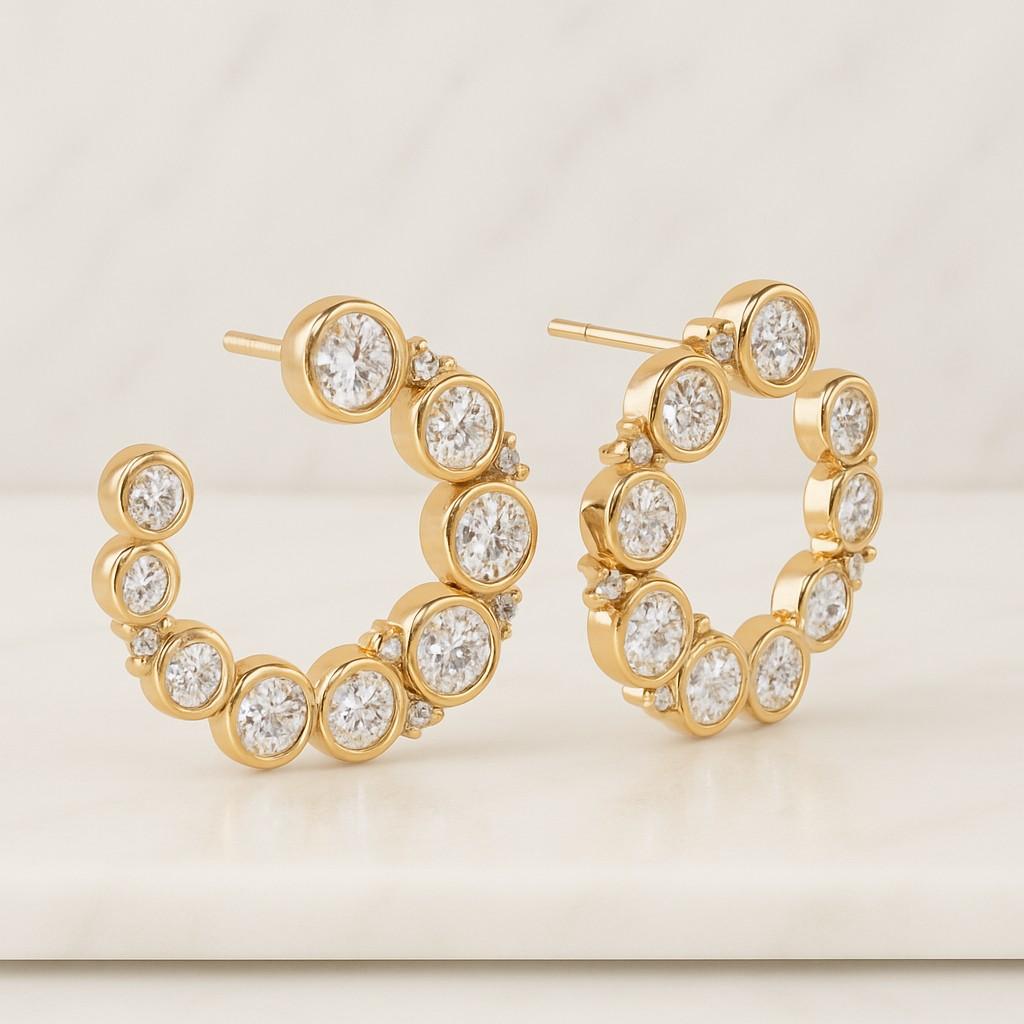 Diamond Stud Earrings Glamorous Lab Diamonds White Gold 14K High End Design Eco Diamond Gift for Women