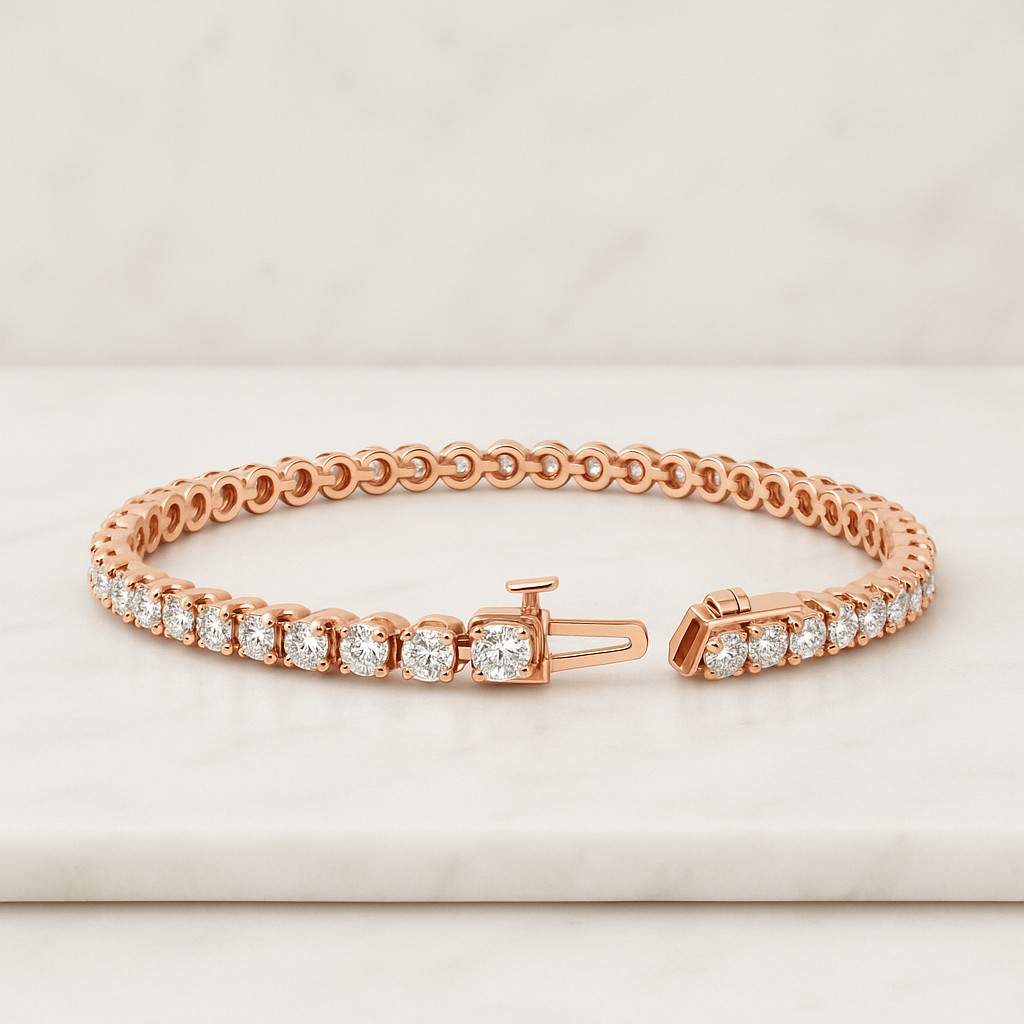 Diamond Tennis Bracelet 14K white Gold round Tennis Bracelet Lab Grown Bracelet