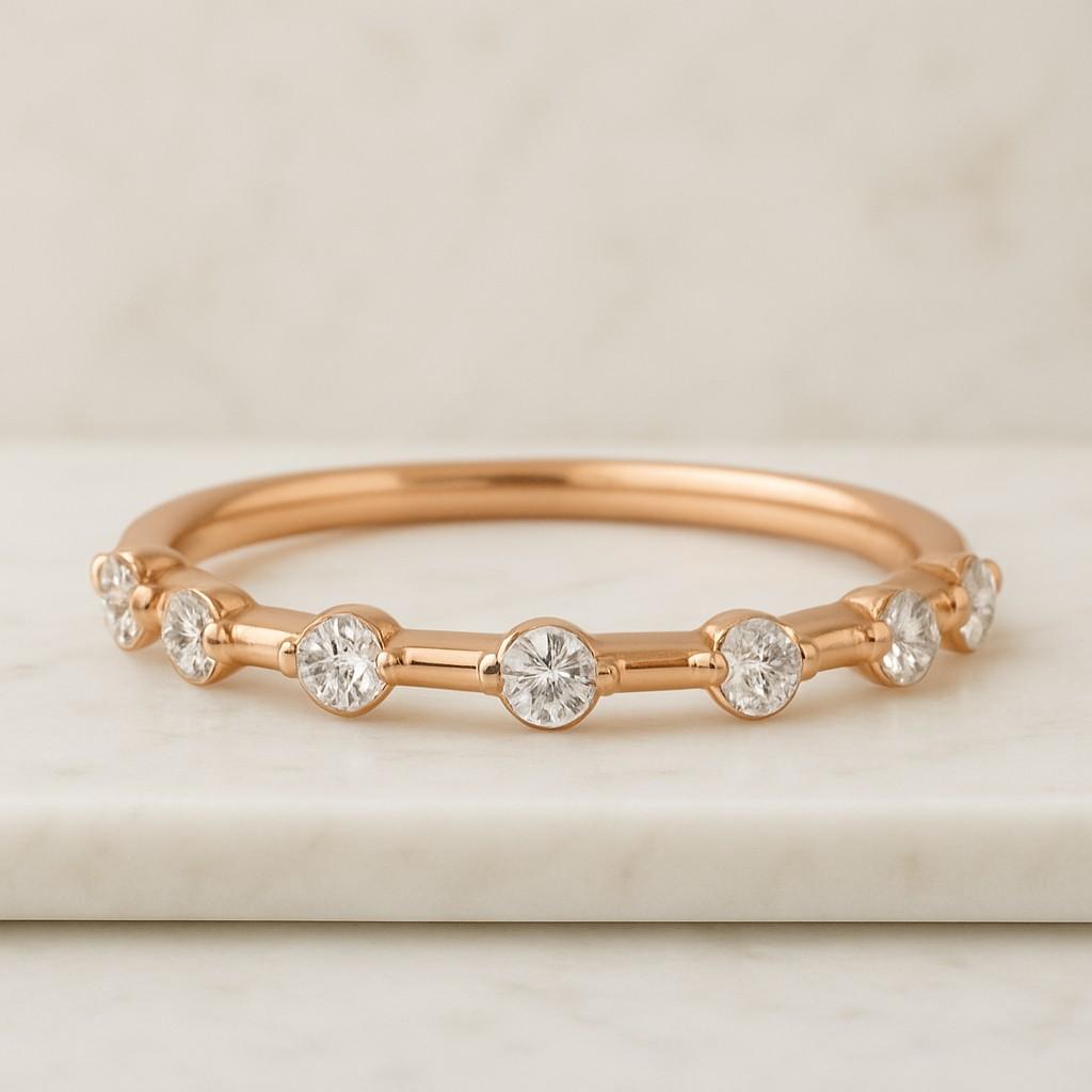 Diamond Thin Ball Stacking Ring Minimalist Wedding Rings for Women Tiny Diamond Eternity Ring