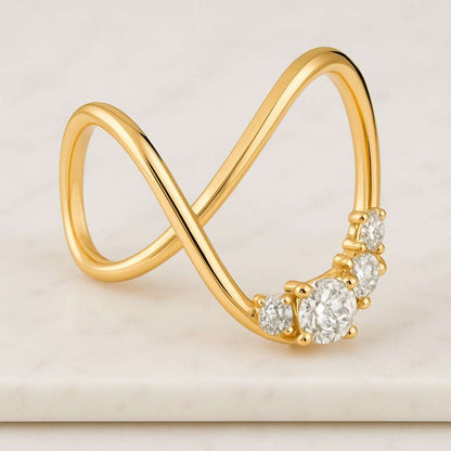 Diamond Thin Ball Stacking Ring Minimalist Wedding Rings for Women Tiny Diamond Eternity Ring