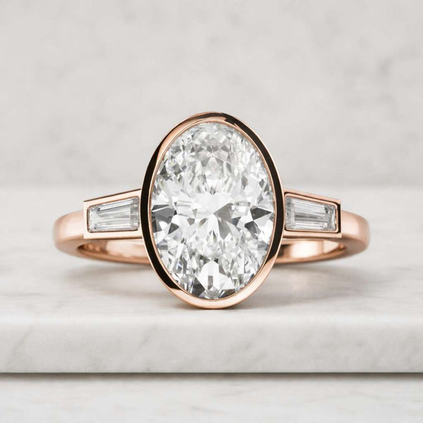 Oval Cut Lab Grown Diamond Three Stone Ring