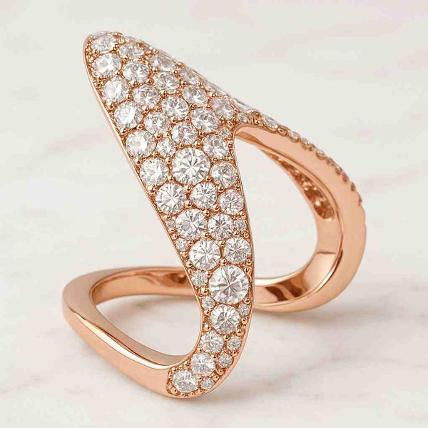  Diamond V Ring Sterling Silver Stacking Ring Elegant Gift
