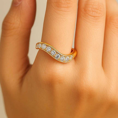 Diamond Wedding Band 10K 14K 18K Solid Gold Stacking Ring Half Eternity Ring Genuine Lab Grown Diamond Ring Anniversary Stack Ring for Women
