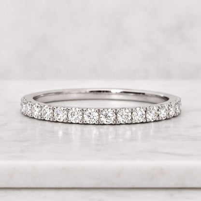 Diamond Wedding Band, 14k Gold Pave Diamond Ring, Solid Gold Half Eternity Ring, Women Thick Band Ring, Natural Diamond Wide Wedding Ring
