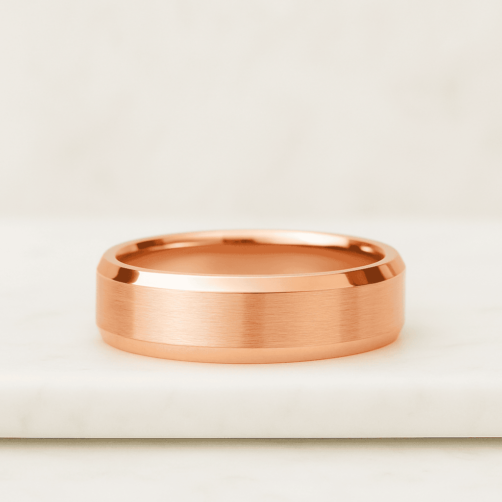 10K Gold Beveled Satin Men's Wedding Bands For Men