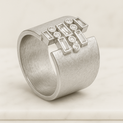 Diamond Wedding Band, Solid Gold Marriage Ring, Pave Diamond Band