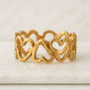 14K Solid Gold Hearts Band Stackable Dainty Ring