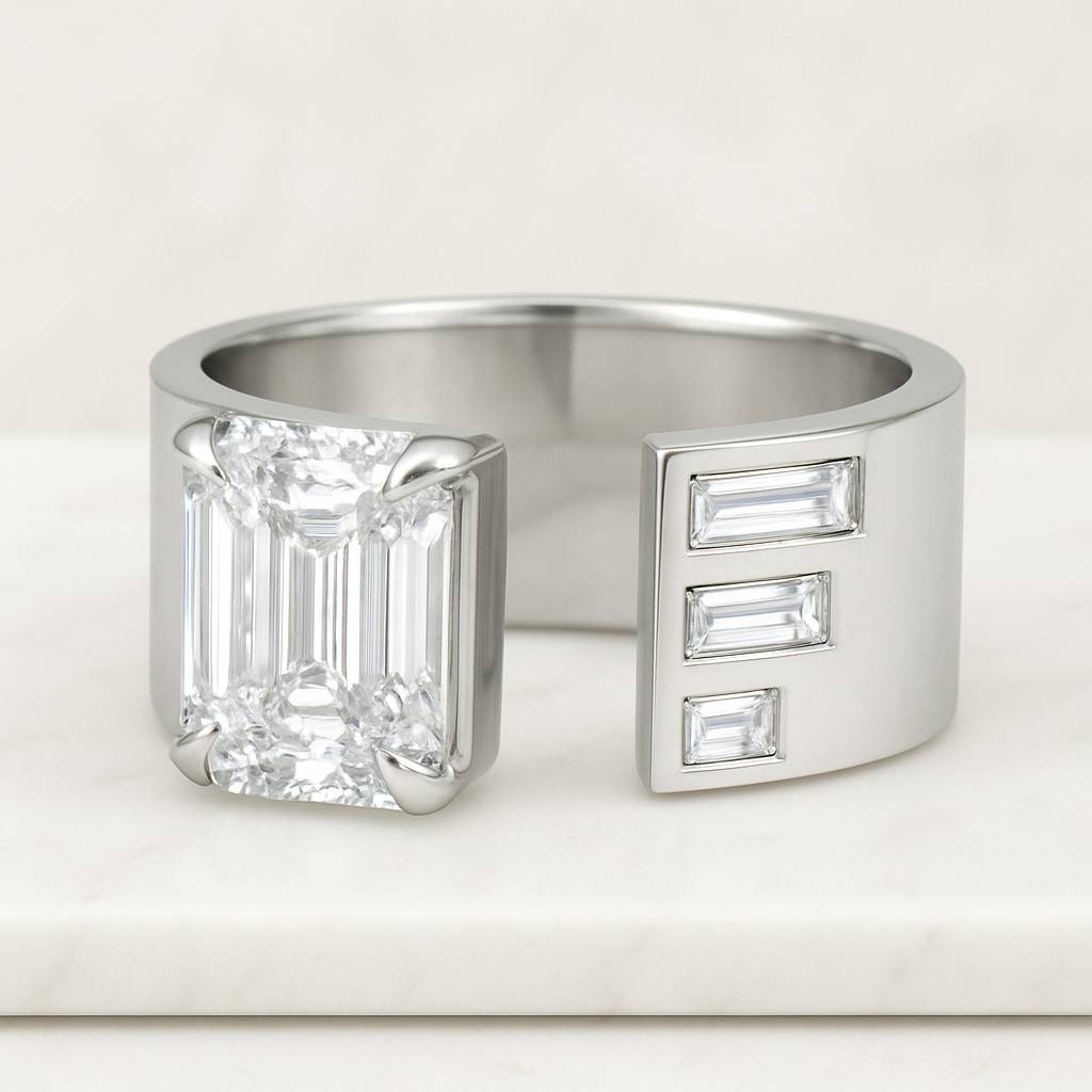 Diamond Wedding Ring for Women Anniversary Gift, Ring for Her, Unique Handmade 0.5-2.0 CT Emerald Cut Lab Grown Diamond Engagement Gold Ring
