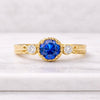 Round Cut Sapphire Gemstone September Birthstone Milgrain Ring
