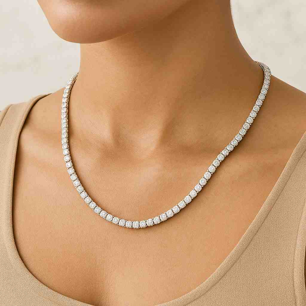 Diamond tennis necklace 6 carats Chain in 14K White Yellow Rose Gold DEF Color VVS VS Clarity Lab Grown Diamonds 16 17 18 inch Choker