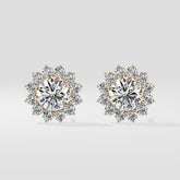 Diamonds Flower Charm Minimalist Stud Earrings