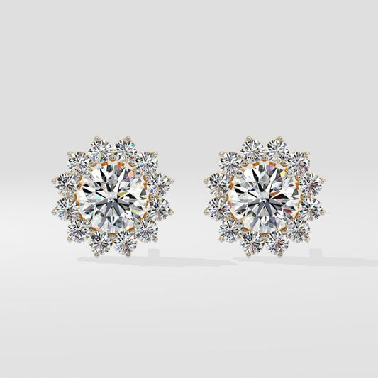 Diamonds Flower Charm Minimalist Stud Earrings