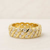 Pave Set Round Cut Lab Grown Diamond Croissant Wide Wedding Ring