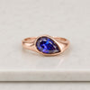 Pear Shape Blue Sapphire Rose Gold Bezel Set Solitaire Ring
