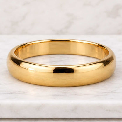 Domed 14K Solid Gold Wedding Band, Comfort Fit Solid Gold Ring, Classic Rounded Polished Ring, Unisex Wedding Jewelry
