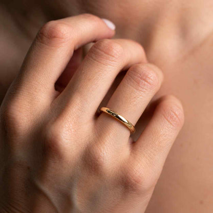 Domed 14k Yellow Gold Tungsten Ring Mens Wedding Band Ring, 5 mm, Yellow gold tungsten band 4-15 Half Sizes Comfort Fit Shiny Polished
