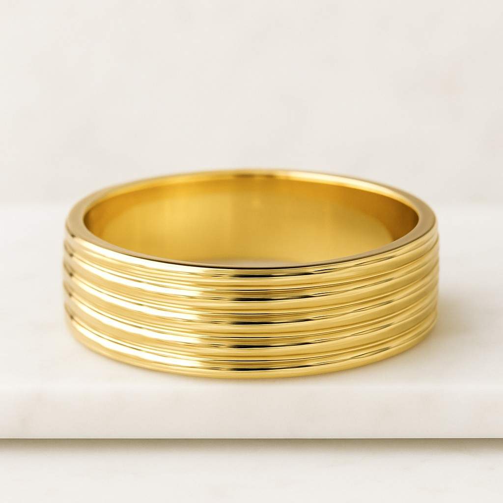 Domed 14k Yellow Gold Tungsten Ring Mens Wedding Band Ring Yellow gold tungsten band