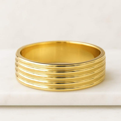 Domed 14k Yellow Gold Tungsten Ring Mens Wedding Band Ring Yellow gold tungsten band