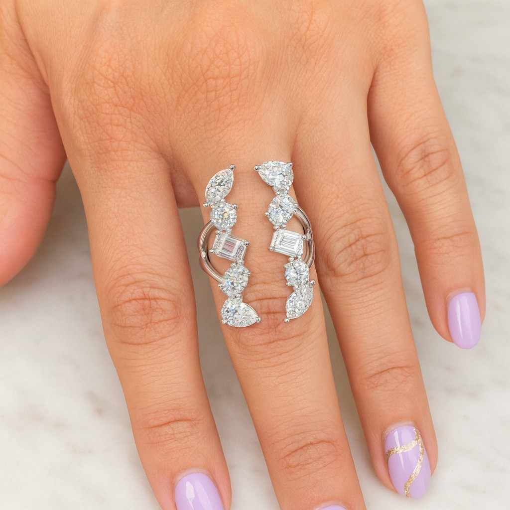 3CT Pear shaped Moissanite engagement ring Solid Rose Gold Ring Nature Inspired Flower Ring