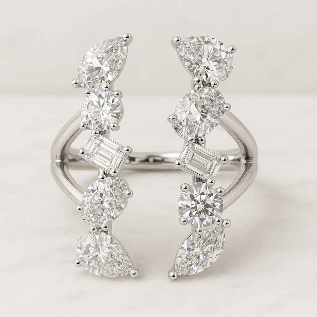 Unique Diamond Marquise Cut Engagement Ring