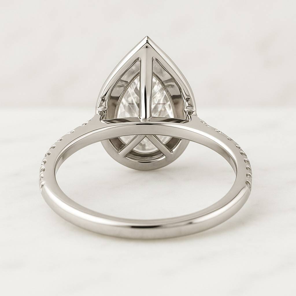 Double Halo Engagement Ring Pear Cut Lab Grown Diamond Ring Lab Created Diamond