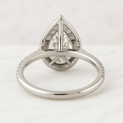 Double Halo Engagement Ring Pear Cut Lab Grown Diamond Ring Lab Created Diamond