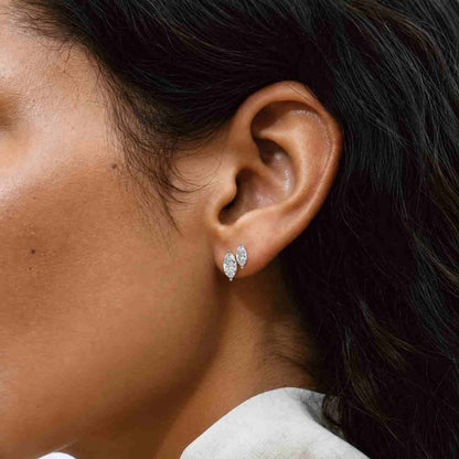 Double Marquise Diamond Stud Dainty Sparkle Lab Diamond 14k Real Gold Minimalist Earring Modern Everyday Fine Jewelry
