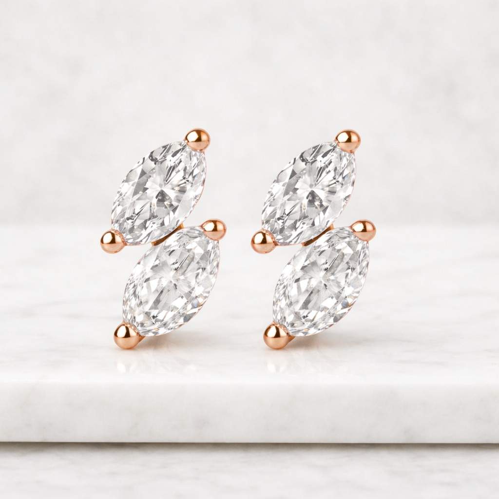 double marquise lab grown diamond earrings, e vvs2 unique statement earrings for women
