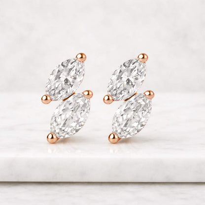 Double Marquise Lab Grown Diamond Earrings, E VVS2 Unique Statement Earrings for Women
