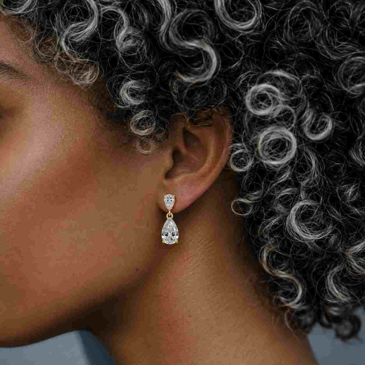 double pear cut lab diamond dangle drop earrings, 14k gold dainty bridal earrings,