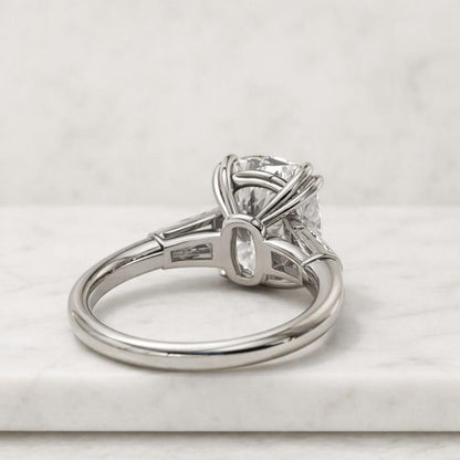 Double Prong 4 Carat E Color VVS2 Clarity IGI Certified Elongated Cushion Cut Lab Grown Diamond Solitaire Engagement Ring 14k Yellow Gold
