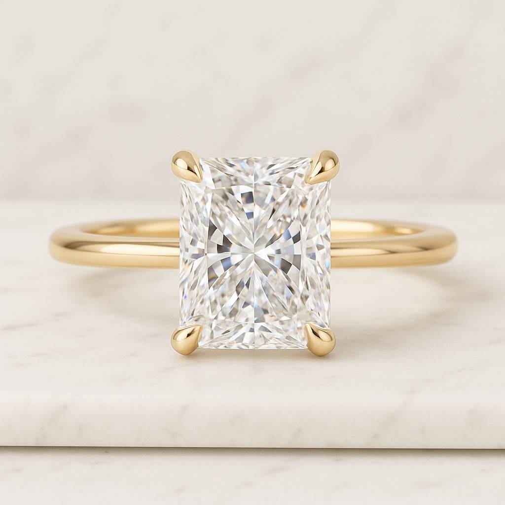 Double Prong Ring Genuine Lab Grown Diamond Ring Set