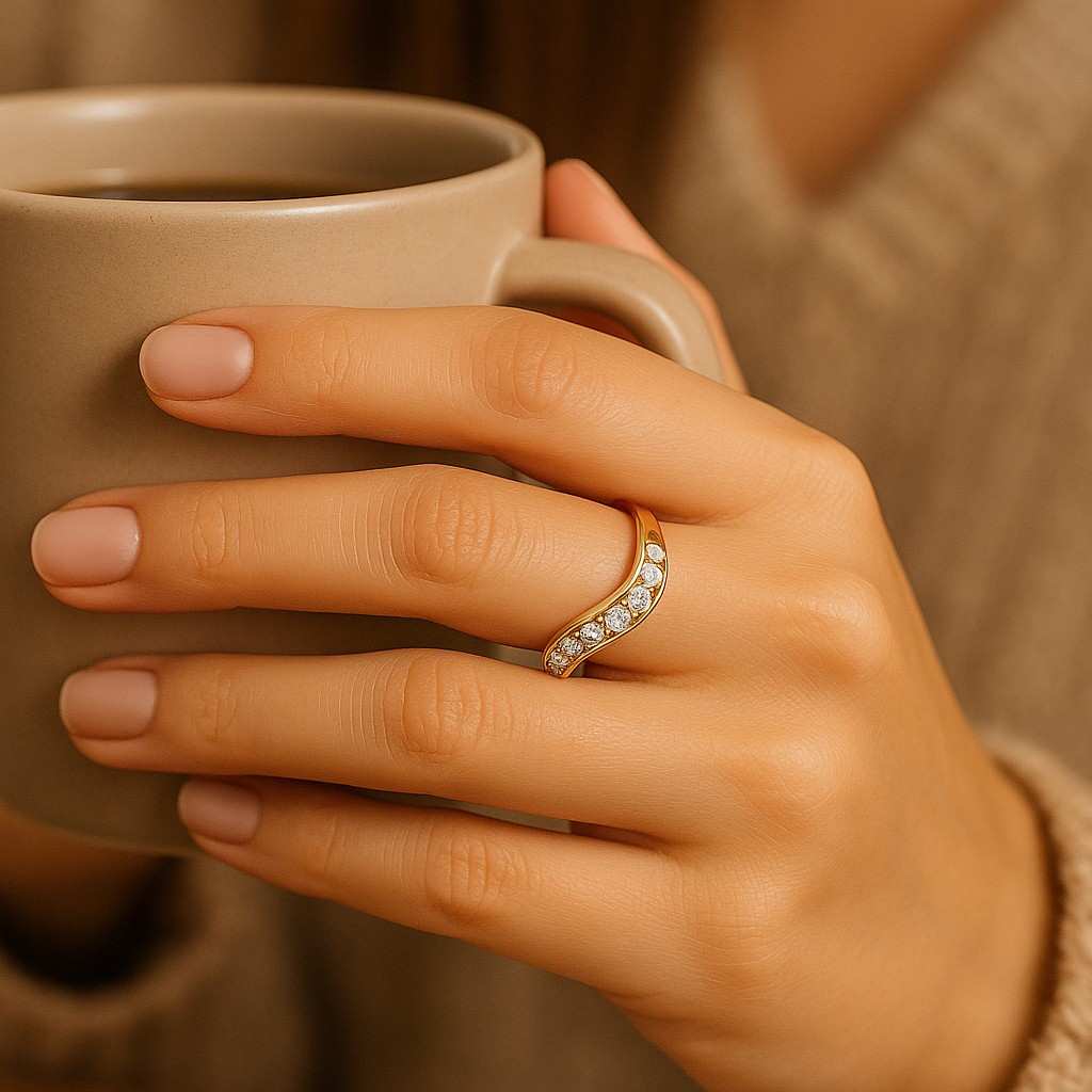 Double Row Diamond Engagement Band Round Lab Grown Diamond Band Double Ring for Anniversary Gift for Wife Unique Two Stackable Ring for Her
