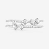 Double Row Micro Pave Setting Round Cut Diamond Ring