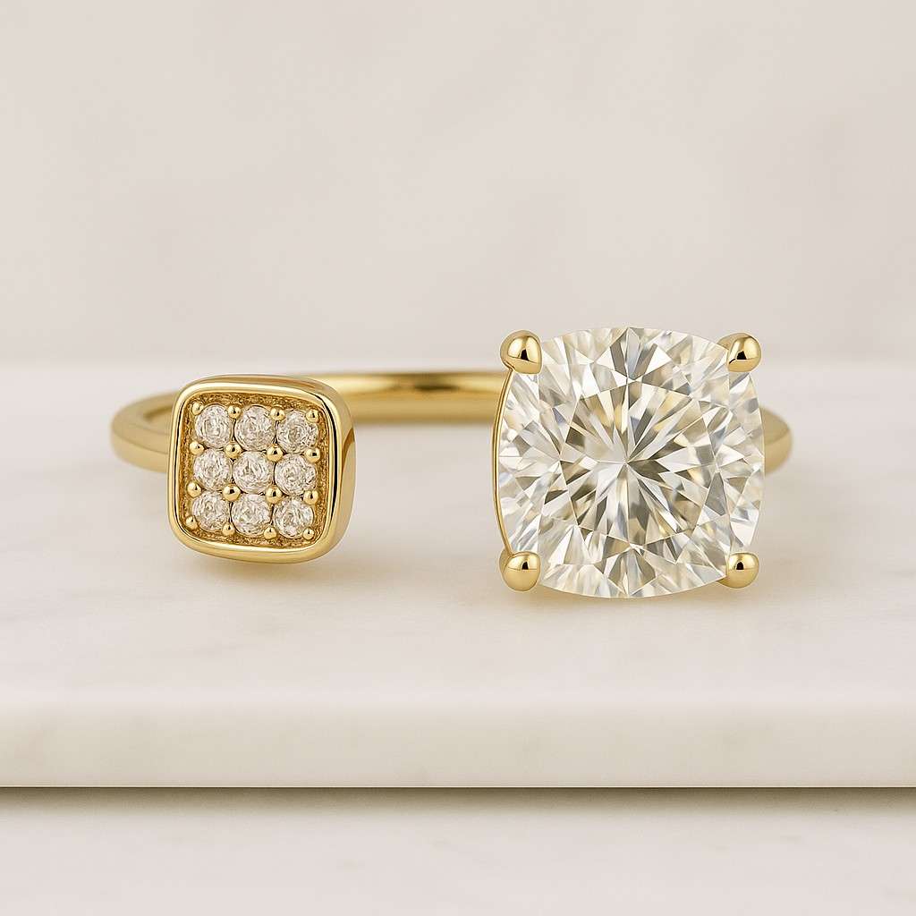 Double Stone Emily Ratajkowski Celebrity Style Anniversary Ring