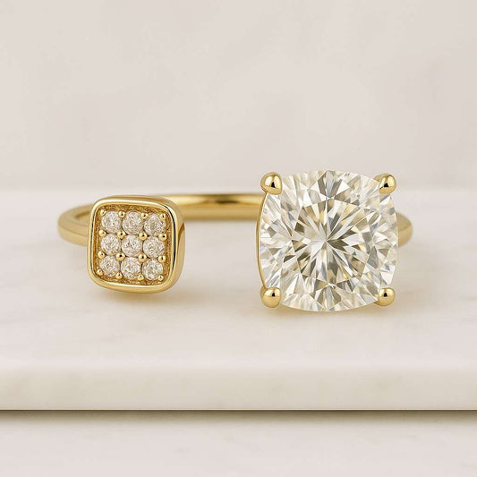 Double Stone Emily Ratajkowski Celebrity Style Anniversary Ring