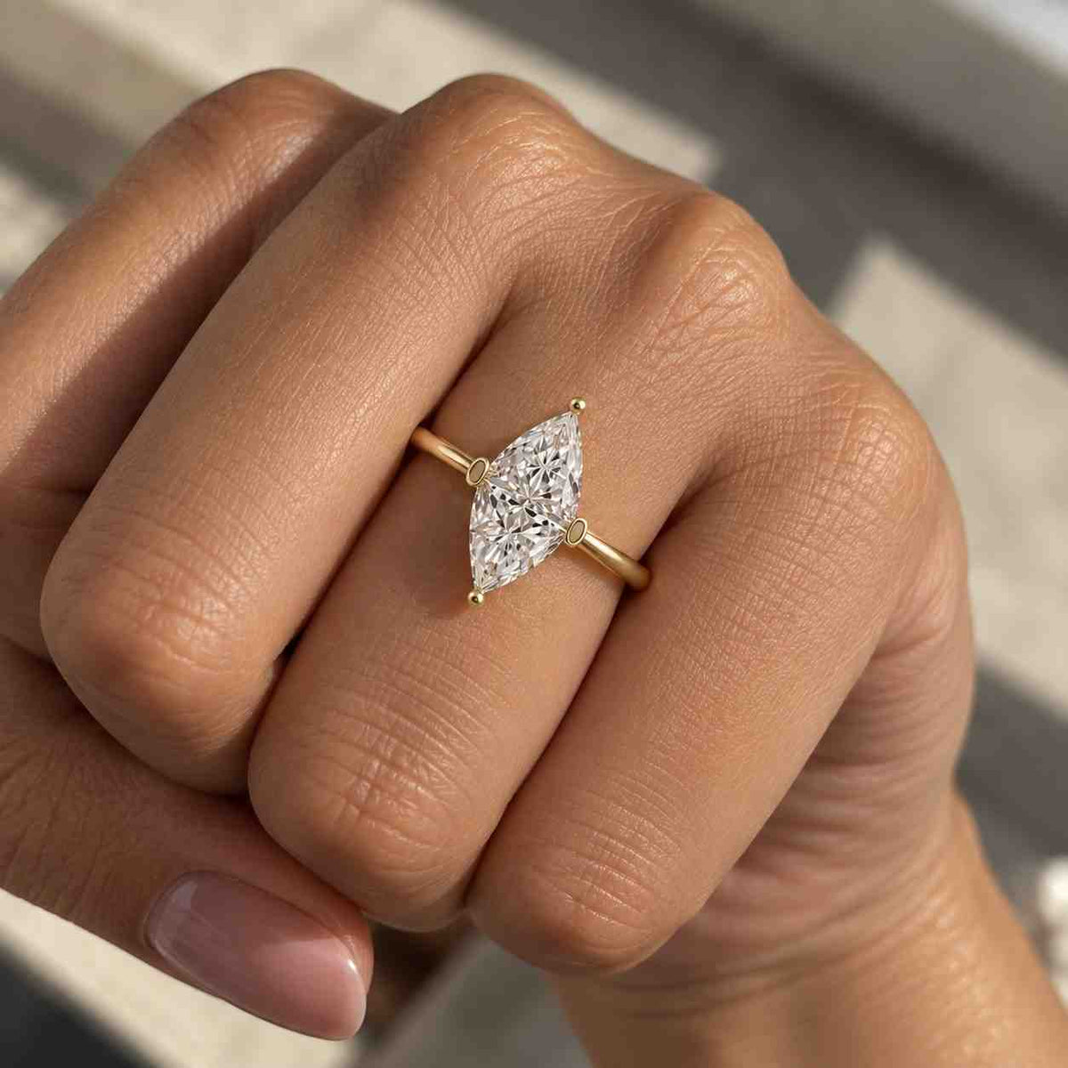 Antique Cut Diamond Engagement Ring Lozenge Cut Lab Grown Diamond Ring Unique Diamond Wedding Anniversary Ring for Wife Lozenge Diamond Ring