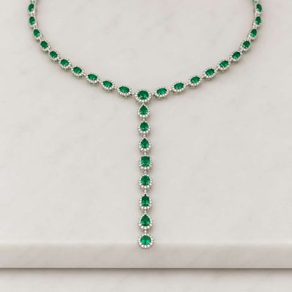 Drop Emerald 14K Solid Gold Necklace, May Birthstone Teardrop Pendant, Women Jewelry
