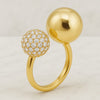 14k Gold Round Diamond Open Cuff Rings For Women