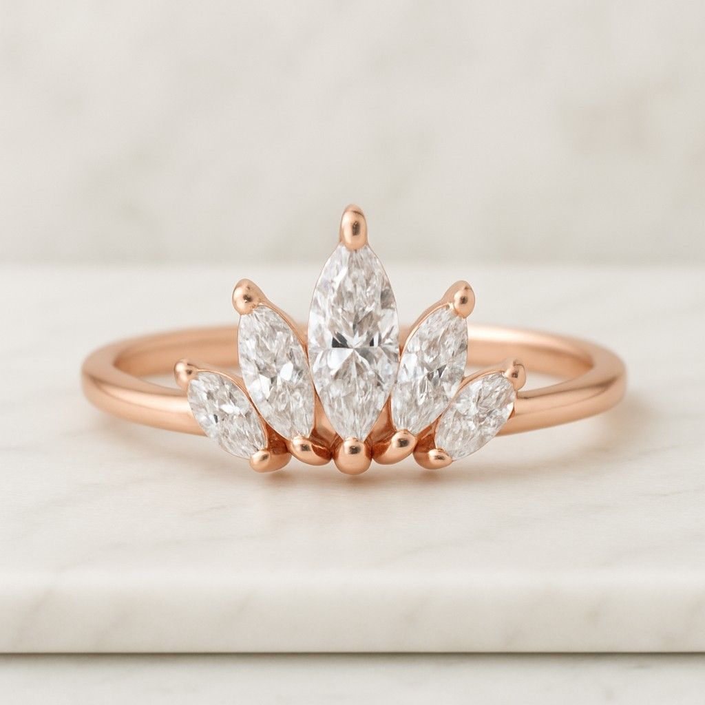 Dutch Marquise Cut Diamond Engagement Ring with Open Gap Wedding Band 2 ct Lab Grown Diamond Wedding Set for Women Anniversary Gifts