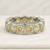 Bezel Set Vivid Yellow Cushion Cut Diamond Eternity Wedding Band