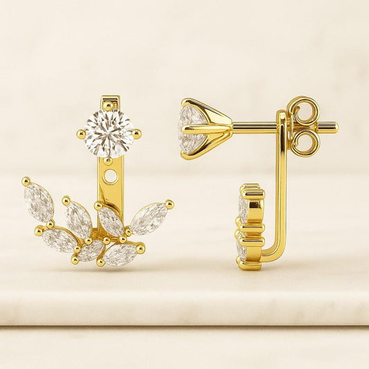 Ear Jacket Earrings Silver 925 Front Back Earrings 14K Gold Ear Jacket Dainty Ear Jacket  Silver Earrings CZ Ear Jacket