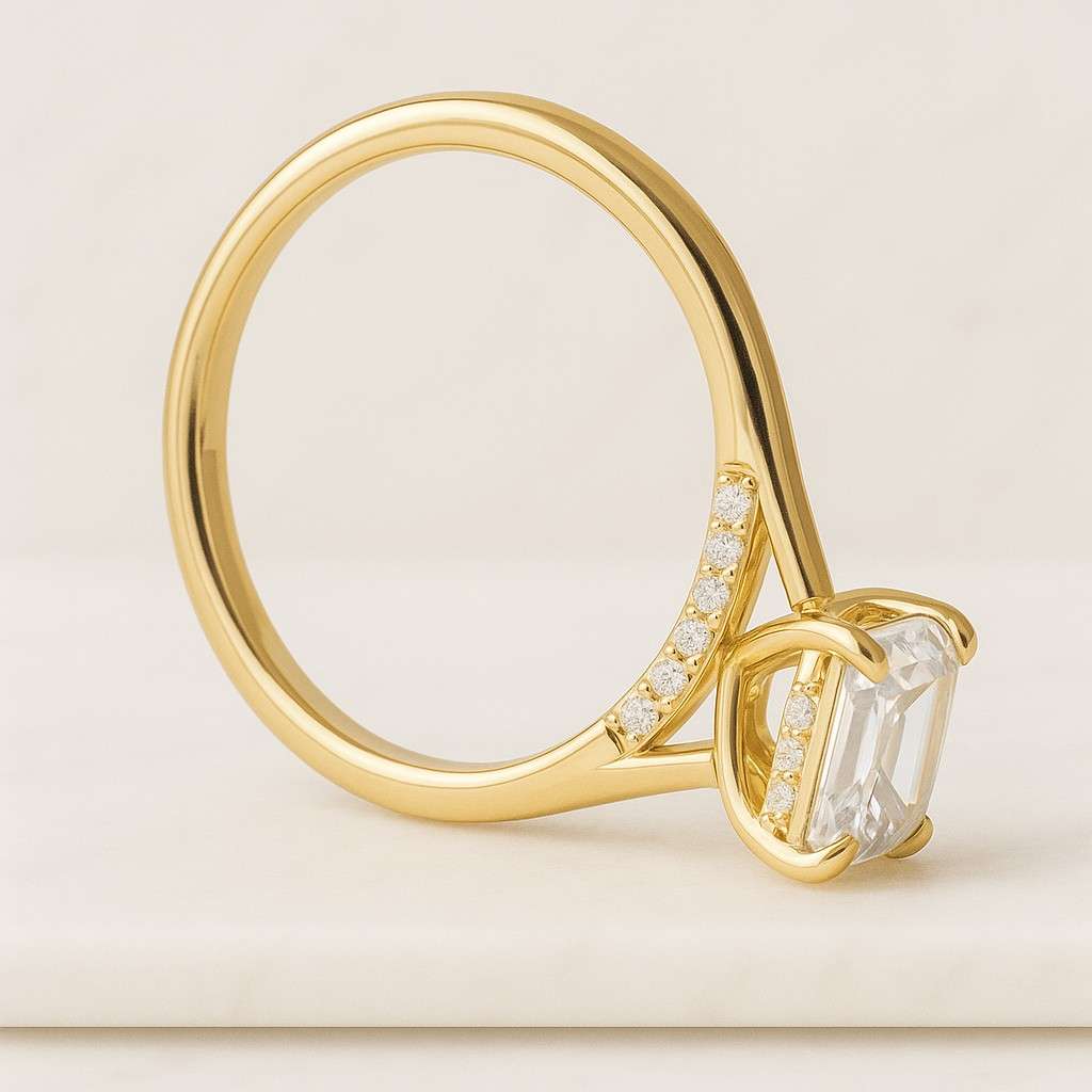 Radiant Cut IGI Certified D color VVS2 Clarity Lab Grown Diamond Solitaire Engagement Ring with Hidden Halo