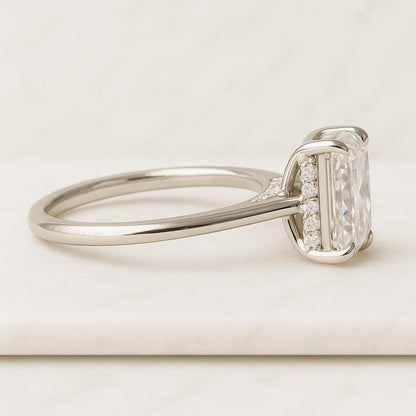 East-West Radiant Cut Lab Grown Diamond or Moissanite Engagement Ring